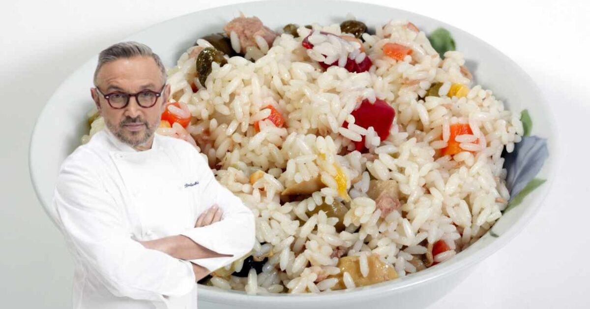 Insalata di riso perfetta il segreto di Bruno Barbieri scola il riso così