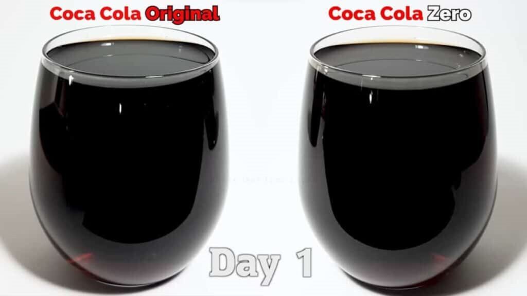 Un uomo lascia fuori un bicchiere di Coca-Cola e uno Coca-Cola Zero per 100 giorni: questo è ciò che è successo